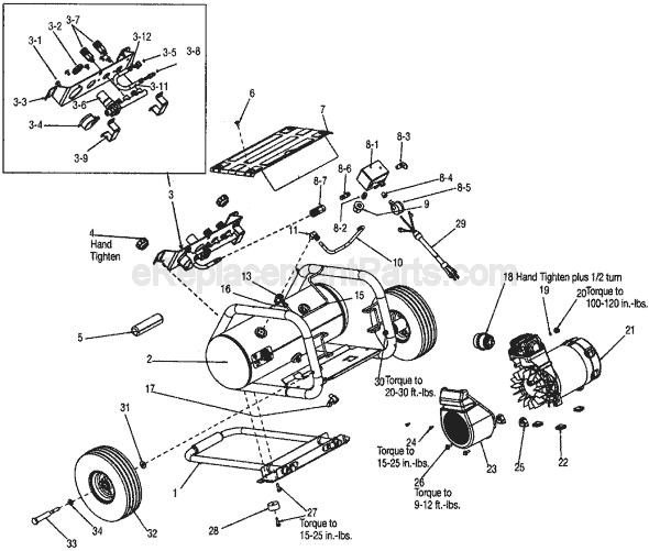 Page A Diagram and Parts List for CFFR350B Type 1 Porter Cable Compressor